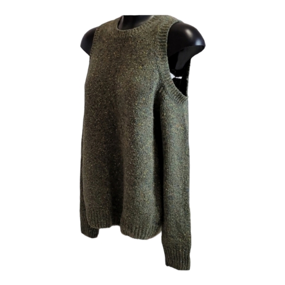 REBECCA MINKOFF Cold Shoulder sweater wool & alpaca crewneck women's S in green - Picture 5 of 12